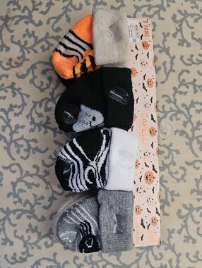Capelli of New York Kids Halloween Sock Pack - Black, White, Gray, Orange